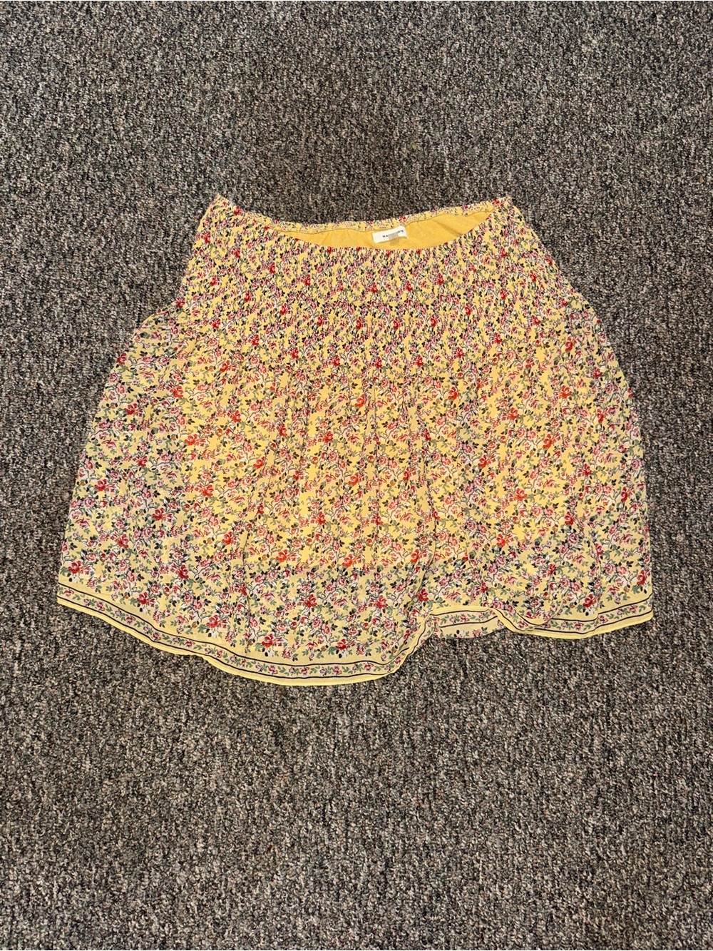 Max Studio Yellow Floral Smocked Circle Skirt